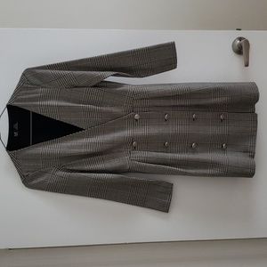 Zara Houndstooth Plaid Pleated Jacket Dress, Size XS